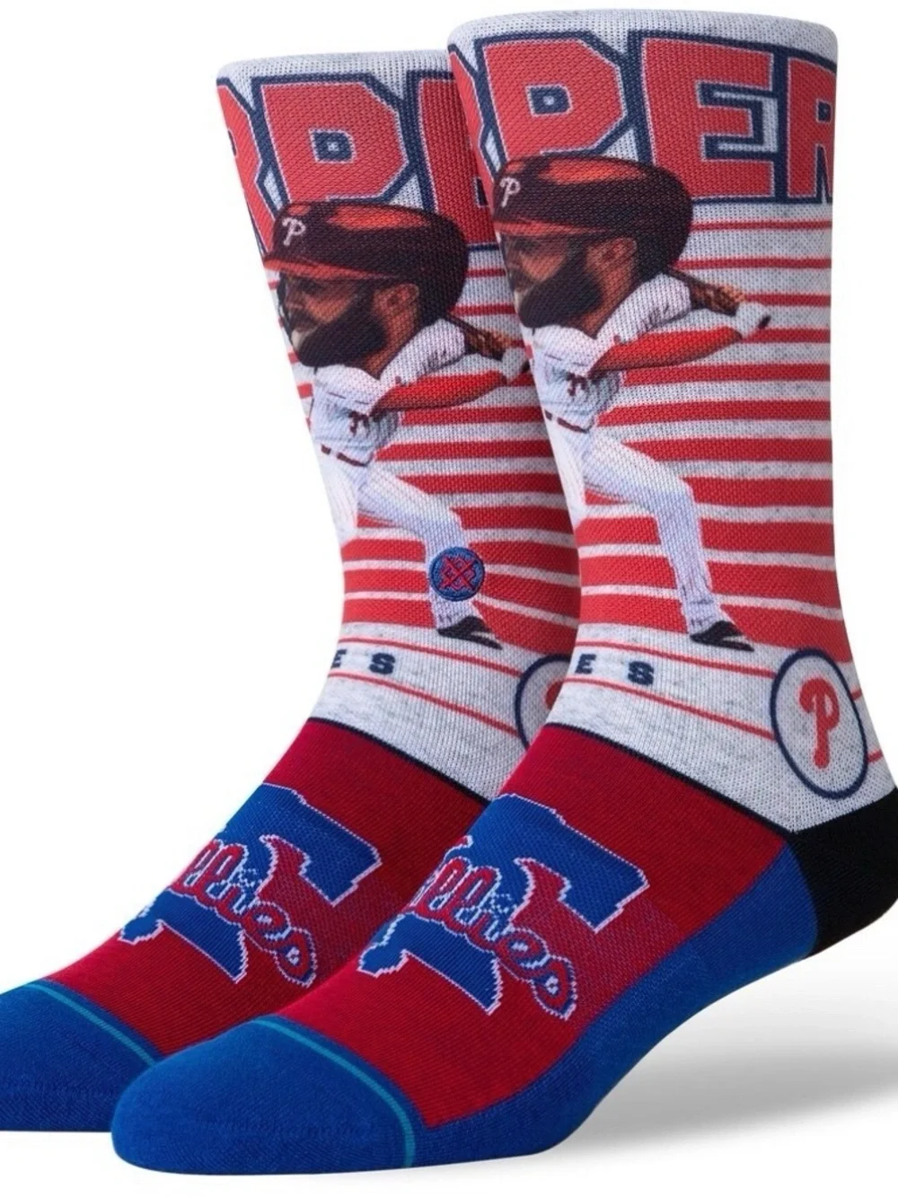 Philadelphia Phillies Bryce Harper Big Head Stance Crew Socks Youth Large NEW